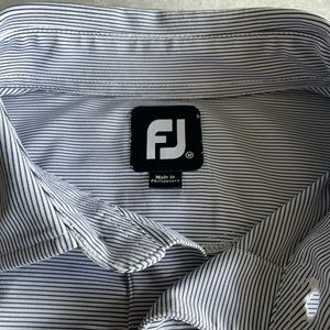 Foot Joy Navy Blue/White Pinstripe Polo Size Medium